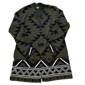 FRYE Aztec olive green Long Cardigan Sweater M